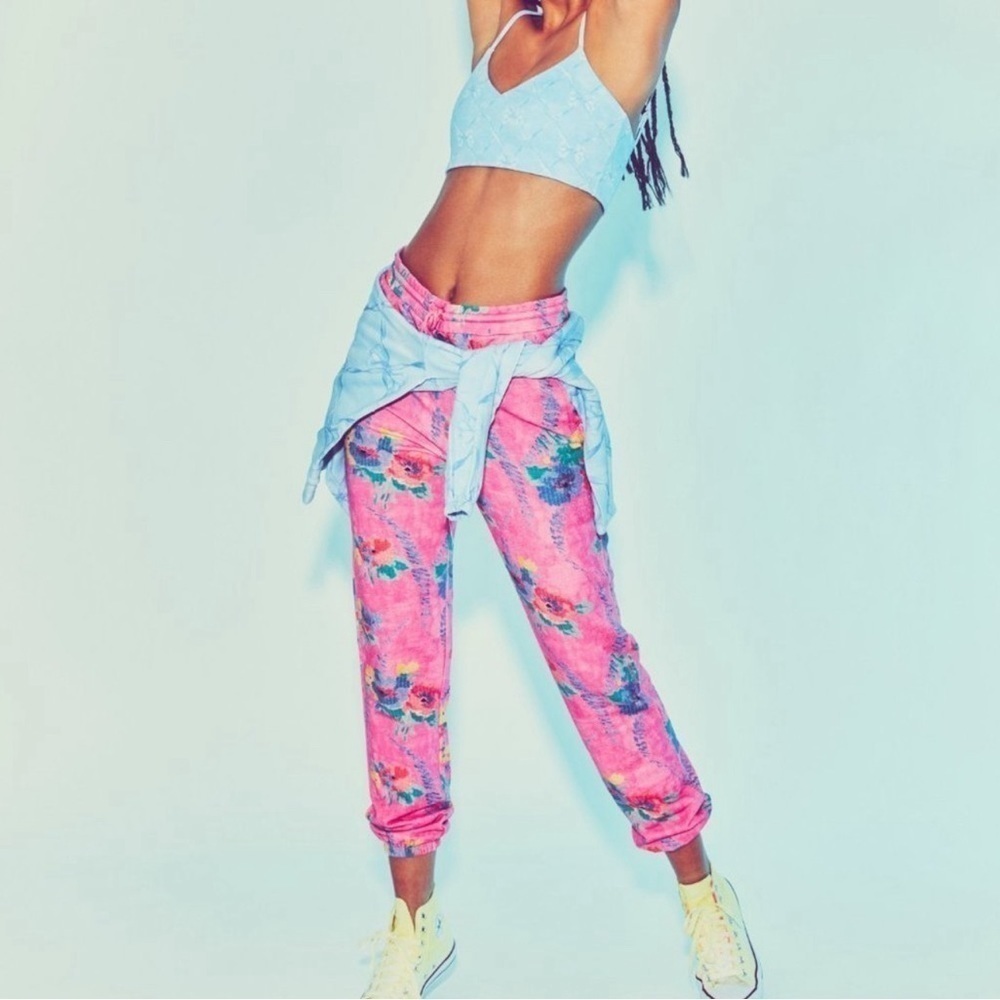 LoveShackFancy x Beach Riot Banded Sweatpants Joggers Pink Size Large - Picture 4 of 9
